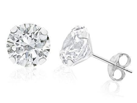 9ct White Gold Superb Cubic Zirconia Stud Earrings For Sale