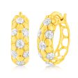 9ct Yellow Gold 1 6 Carat Diamond Hoop Earrings set with 98 Round Brilliant Cut Diamonds on Sale