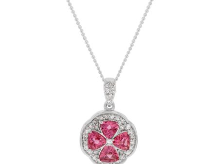 14ct White Gold 0.88ct Pink Tourmaline and Diamond Pendant Hot on Sale