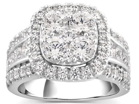 14ct White Gold Luminesce Lab Grown 2.96 Carat Diamond Ring SIZE N½ For Discount