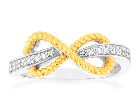 Luminesce Lab Grown 1 6 Carat Diamond Infinity Ring in 9ct Yellow Gold & Sterling Silver Online Hot Sale