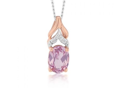 9ct Created Peach Sapphire and Diamond Pendant Online now