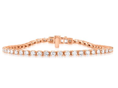 18ct Rose Gold 3 Carat Diamond Tennis 17.5cm Bracelet Online Sale