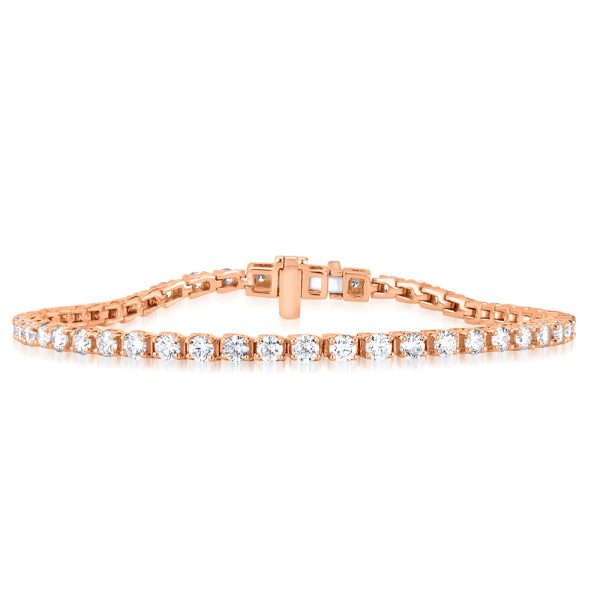 18ct Rose Gold 3 Carat Diamond Tennis 17.5cm Bracelet Online Sale