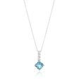 9ct White Gold Blue Topaz and Zirconia Pendant With 45cm Chain For Discount