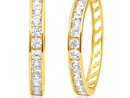 9ct Cubic Zirconia Hoop Earrings For Discount