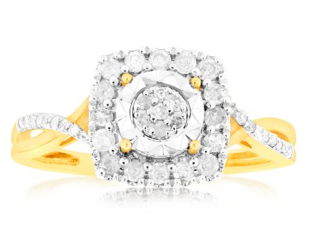 1 3 Carat Diamond Cushion Shaped Ring in 10ct Yellow Gold Sale