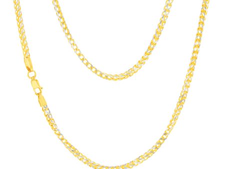 9ct Yellow And White Solid Gold Two Tone 8 Side Diamond Cut Franco Chain Hot on Sale