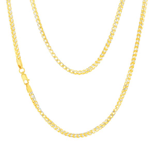 9ct Yellow And White Solid Gold Two Tone 8 Side Diamond Cut Franco Chain Hot on Sale