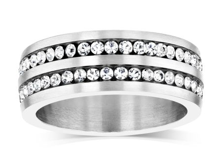 Stainless Steel Zirconia Double Channel Ring Discount