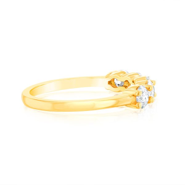 14ct Yellow Gold 0.95 Carat Diamond Eternity Ring with 5 Round Brilliant Cut Diamonds For Cheap