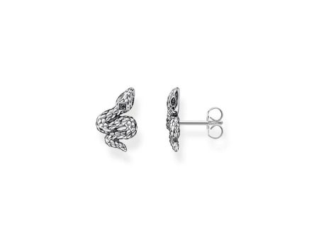 Thomas Sabo Sterling Silver Rebel Coiled Snake Black CZ Studs Earrings For Discount