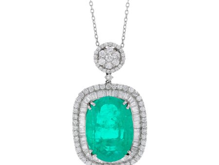 16.82 Carat Cultured Recrystalized Emerald + 2.4 Cts of Diamonds in 18ct White Gold Online Hot Sale