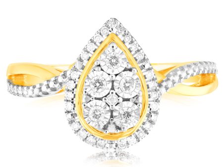 9ct Yellow Gold 1 6 Carat Diamond Pear Shaped Ring Online