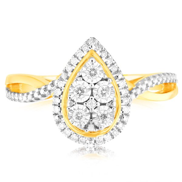 9ct Yellow Gold 1 6 Carat Diamond Pear Shaped Ring Online