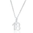 9ct White Gold 18 Pendant with 5 Diamonds on Sale