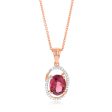 9ct Rose Gold Natural Pink Tourmaline Pendant On Chain For Cheap