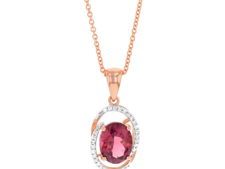 9ct Rose Gold Natural Pink Tourmaline Pendant On Chain For Cheap