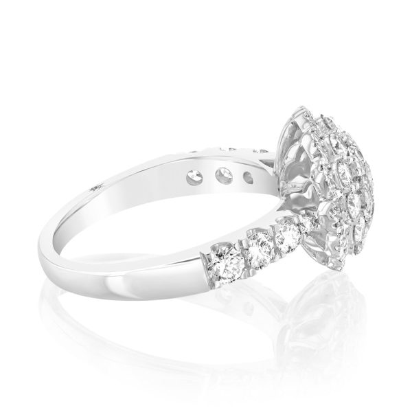 18ct White Gold 1.4 Carat Brilliant Cut Diamond Halo Solitaire Ring Online now