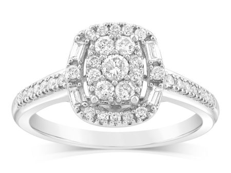 9ct White Gold Cushion Shaped Ring in 0.40 Carat Natural Diamonds Online