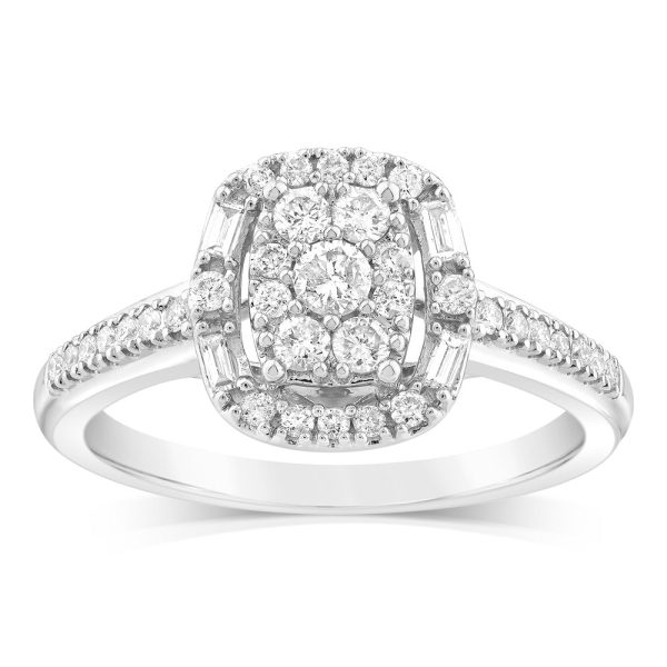 9ct White Gold Cushion Shaped Ring in 0.40 Carat Natural Diamonds Online