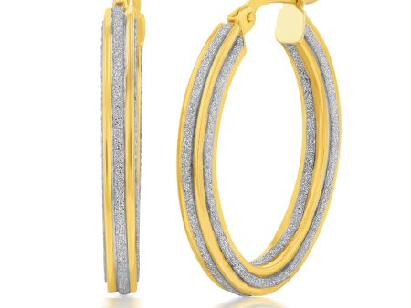 9ct Yellow Gold Silverfilled Stardust Hoop Earring Discount