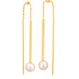 9ct Yellow Gold Silver Filled Drops with Freshwater Pearls Earrings Cheap