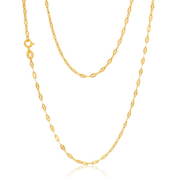 9ct Yellow Gold Silver Filled Coffee Grain Fancy 50cm Chain For Sale