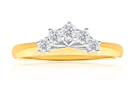 18ct Yellow Gold & White Gold  Anise  Ring With 0.25 Carats Of Diamonds Online Sale