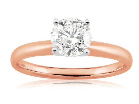 14ct Rose Gold Solitaire Ring With 1 Carat Of Diamonds on Sale