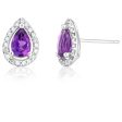 9ct White Gold Amethyst & Diamond Pear Shape Stud Earrings Online Sale