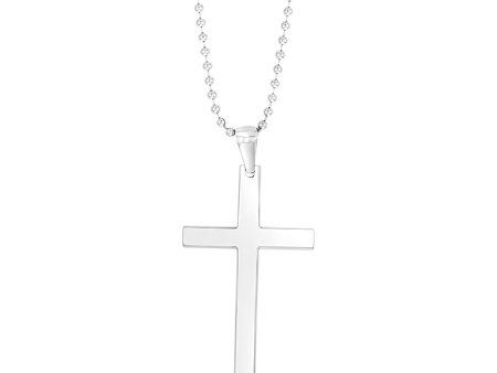 Stainless Steel Plain Cross On 60.9cm Ball Chain on Sale