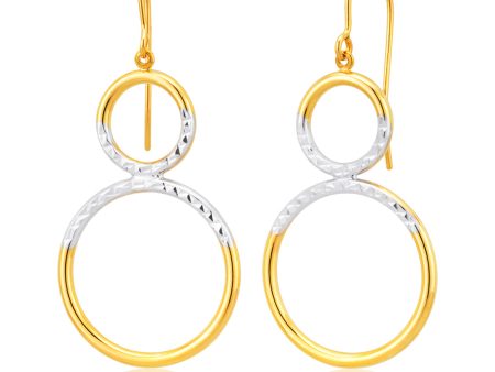 9ct Yellow Gold  Silver Filled fancy double ring Drop Earrings Online now