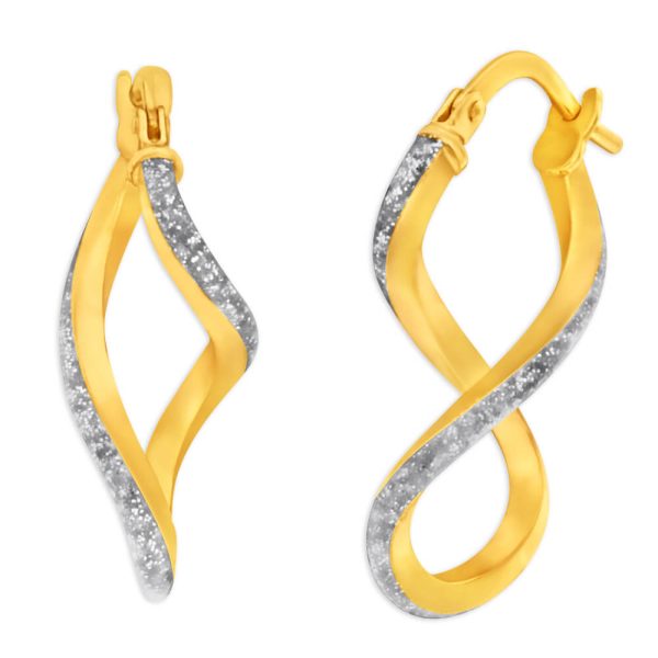 9ct Yellow Gold Silver Filled Stardust Fancy Infinity Enamel Hoop Earrings Supply