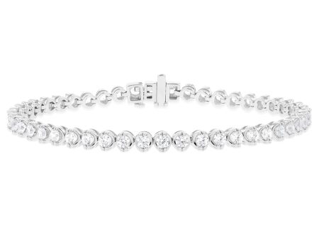 14ct White Gold 3.80 Carats Diamond Tennis Bracelet With 46 Brilliant Diamonds 17.5cm Online now