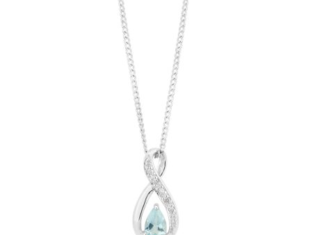 9ct White Gold Aquamarine & Diamond Infinity Pendant Online Hot Sale