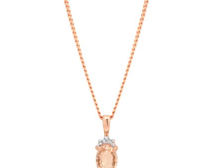 9ct Rose Gold Morganite Pendant with Diamonds Cheap