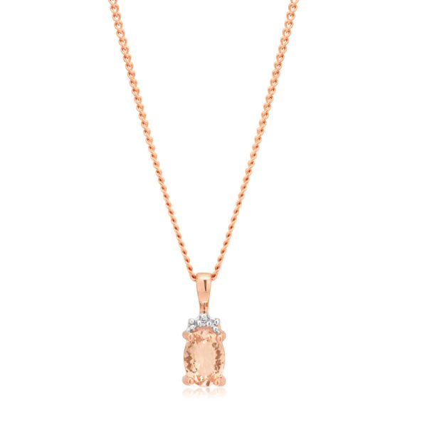 9ct Rose Gold Morganite Pendant with Diamonds Cheap