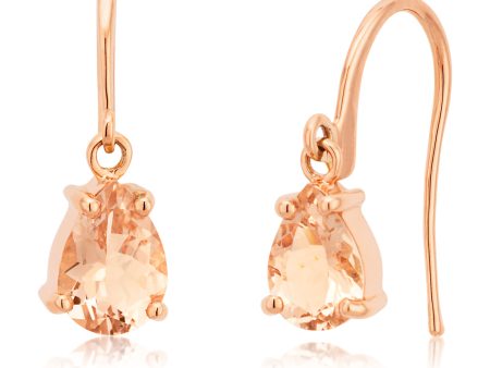 9ct Rose Gold 1.07 Carat Morganite Drop Earrings For Sale