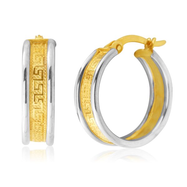 9ct Yellow Gold Silver Filled Yellow White Hoop Earrings Online