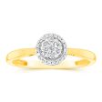 9ct Yellow Gold 1 7 Carat Diamond Cluser Halo Ring Fashion