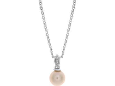 9ct White Gold Pearl & Diamond Pendant Online