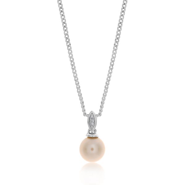 9ct White Gold Pearl & Diamond Pendant Online