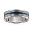 Blue Stripe 6mm Tungsten Ring For Discount