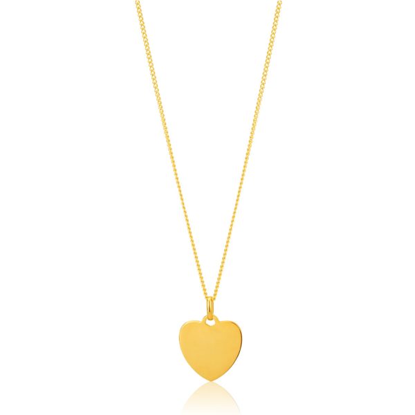 9ct Yellow Gold Silver Filled Plain Heart Pendant in 12mm For Discount