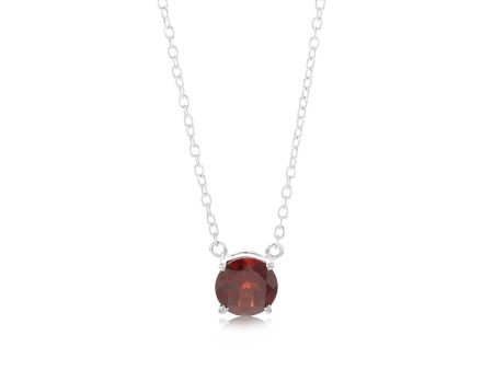 7mm Natural Garnet Pendant in Sterling Silver with Chain Online Hot Sale