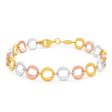 9ct Yellow Gold Silver Filled Three Tone Fancy 19cm Bracelet Online Sale