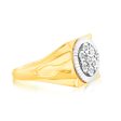 9ct Yellow Gold & Rhodium Diamond Gents Ring Set With 7 Diamonds For Cheap