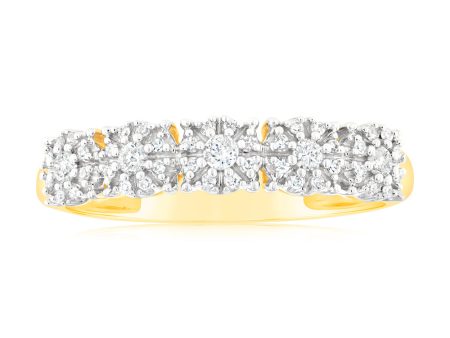 9ct Yellow Gold 1 6 Carat Diamond Ring with 45 Brilliant Cut Diamonds Online now