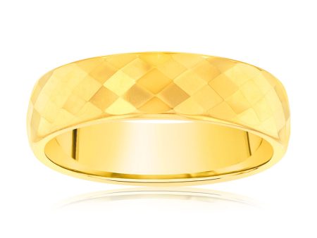 Diamond Cut Gold Polished 6mm Tungsten Ring Online Hot Sale